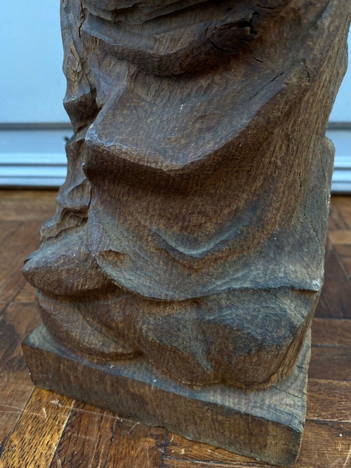 Virgin and Child in carved oak wood, early 20th century, direct cut