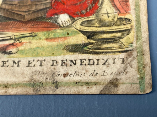 Gouache Engraving Painting on cardboard Cornelius de Boudt 18th century