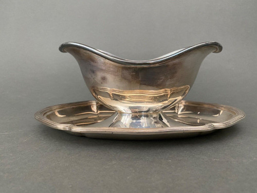 Saucière en métal argenté Christofle France collection Gallia XXe