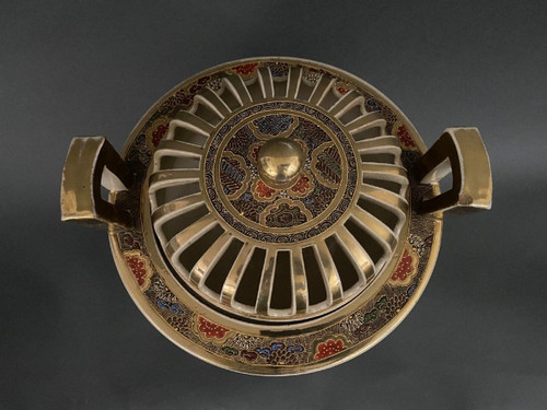 Exceptional and enormous richly decorated Satsuma incense burner from the 19th century