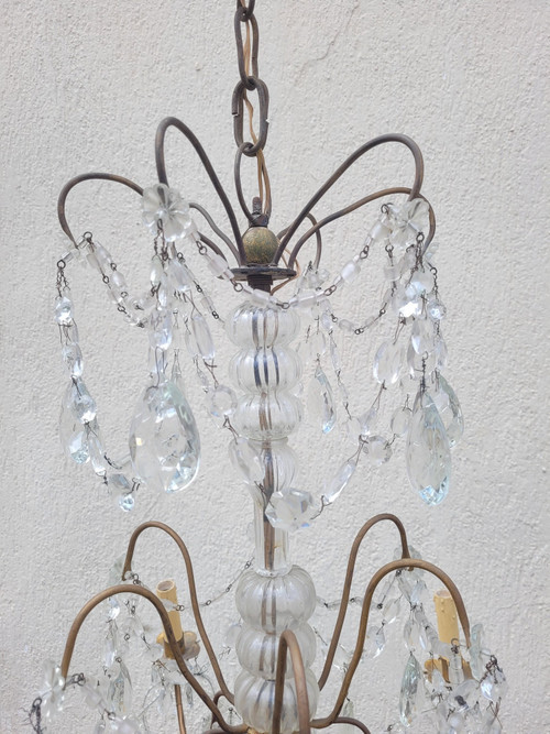 Lustre à Pampilles En Cristal, XXème Siècle