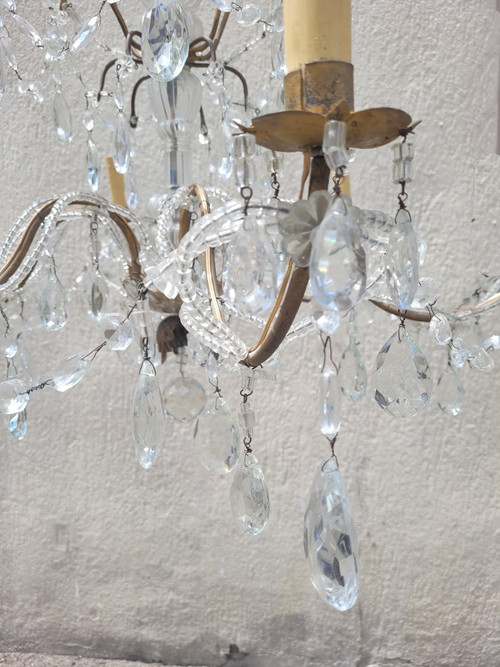 Lustre à Pampilles En Cristal, XXème Siècle