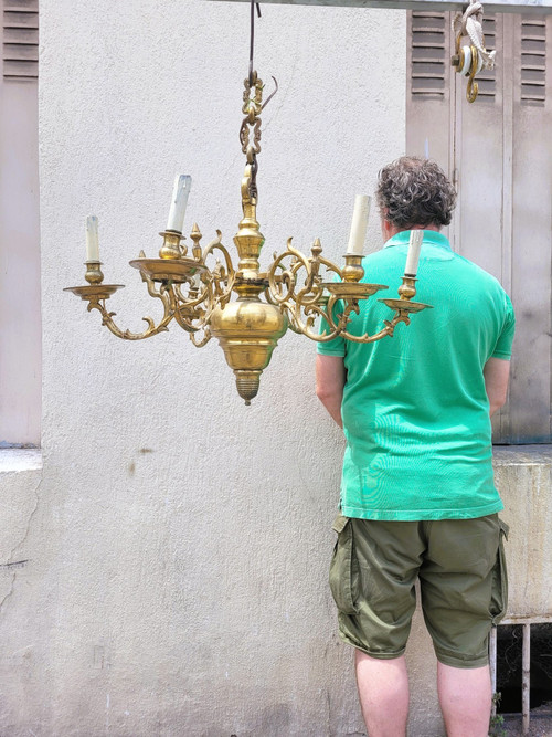 Lustre Modèle Hollandais En Bronze, XIXème Siècle