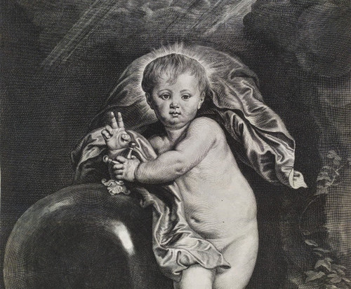 Gravure 17ème Christ d'après Van Dyck