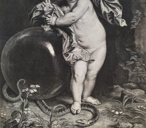 Gravure 17ème Christ d'après Van Dyck