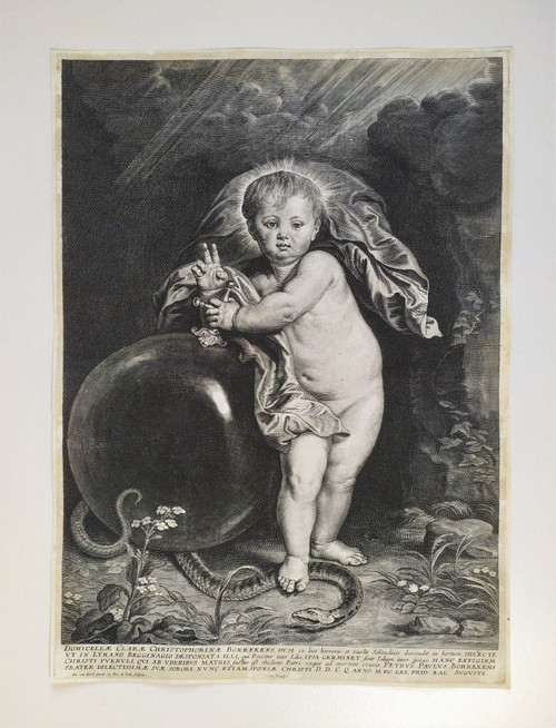 Gravure 17ème Christ d'après Van Dyck