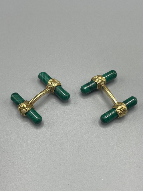 Bijoux Boutons De Manchette Or Et Malachite