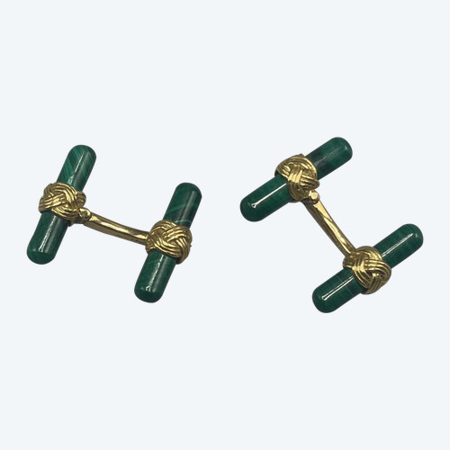 Bijoux Boutons De Manchette Or Et Malachite