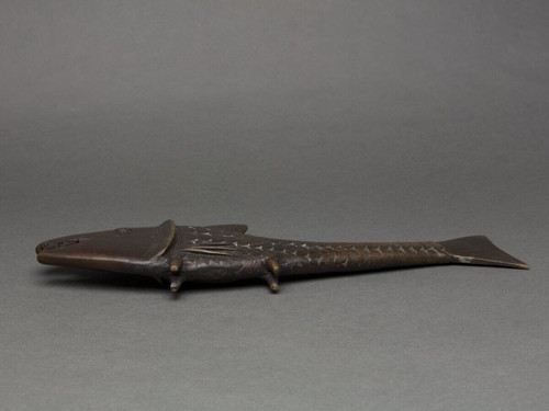 Early 20th century Japanese bronze carp with chocolate patina