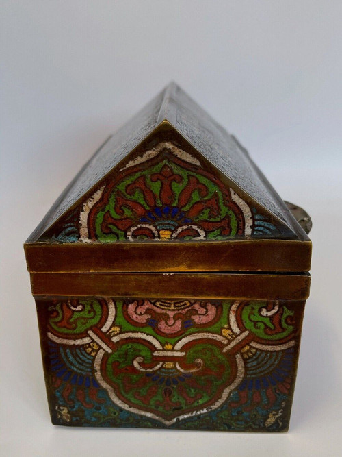 Box Cloisonné China chinesische Signatur zu identifizieren XIX reichen Dekor