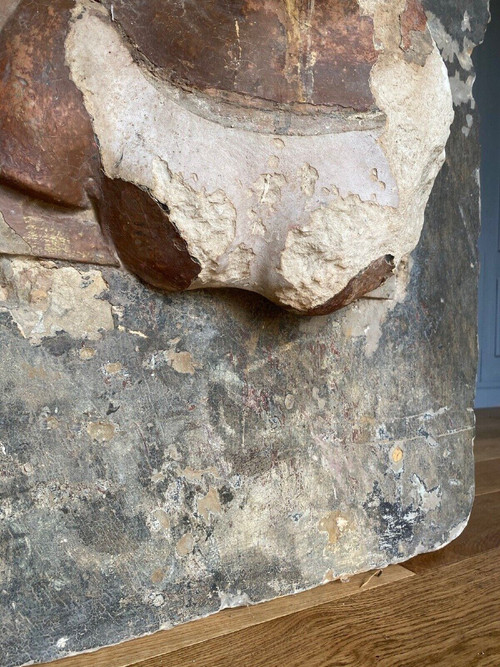 Sculpture, profile of a man with facial hair, stone, direct cut 20th century