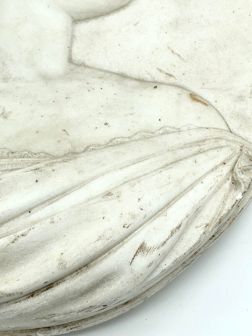 Profile marble medallion late 18th/early 19th century monogrammed EM