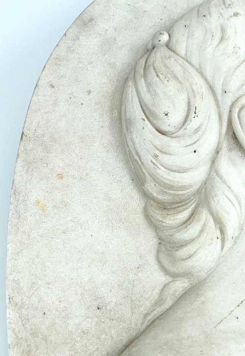 Profile marble medallion late 18th/early 19th century monogrammed EM