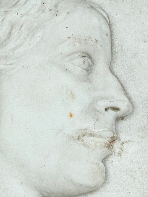 Profile marble medallion late 18th/early 19th century monogrammed EM