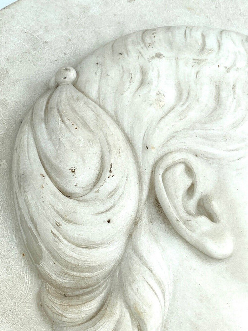 Profile marble medallion late 18th/early 19th century monogrammed EM