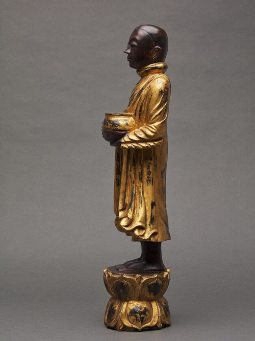 Buddha subject in gilded polychrome carved wood, late 19th century