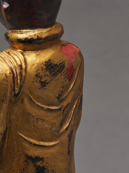 Buddha subject in gilded polychrome carved wood, late 19th century