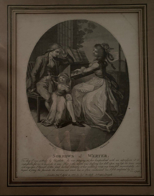 18th-century engraving Sorrows of Werter interior scene