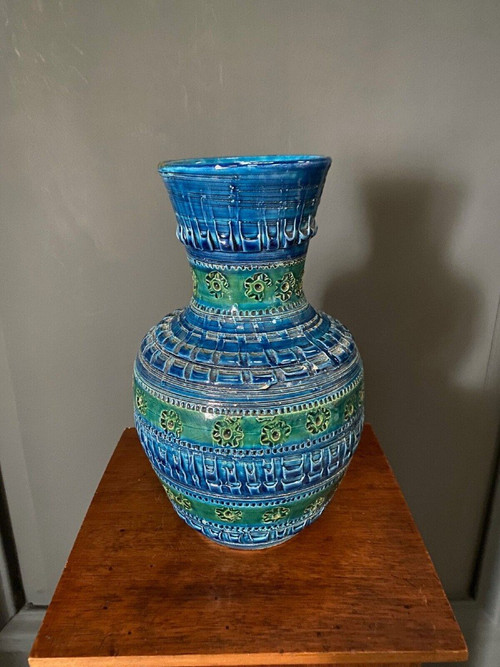 Vaso di Aldo Londi per Bitossi XX secolo fondo blu