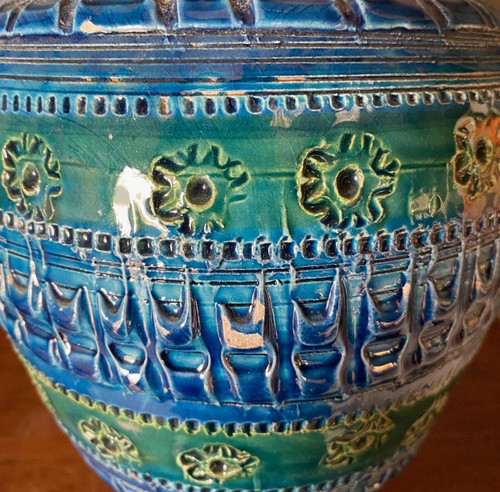 Vaso di Aldo Londi per Bitossi XX secolo fondo blu