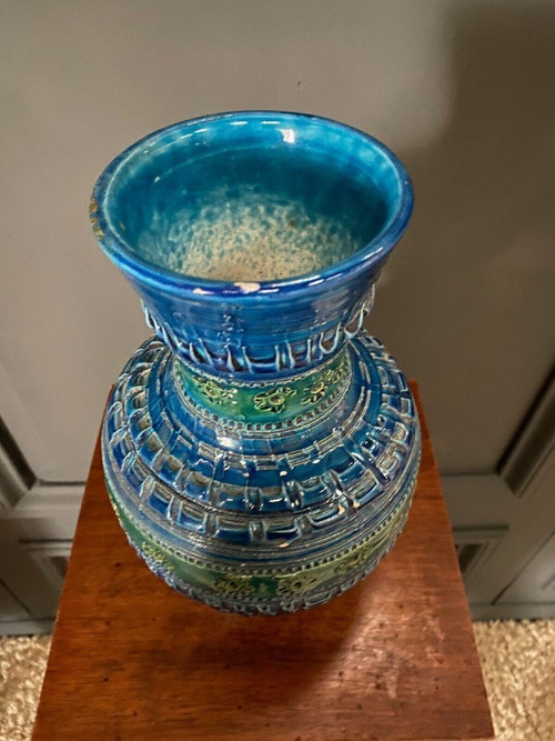 Vaso di Aldo Londi per Bitossi XX secolo fondo blu