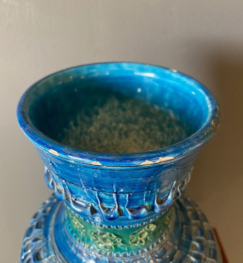 Vaso di Aldo Londi per Bitossi XX secolo fondo blu