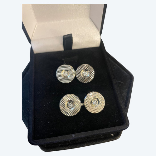 Jewelry, Pair Of 18kt White Gold And Brilliant Cufflinks