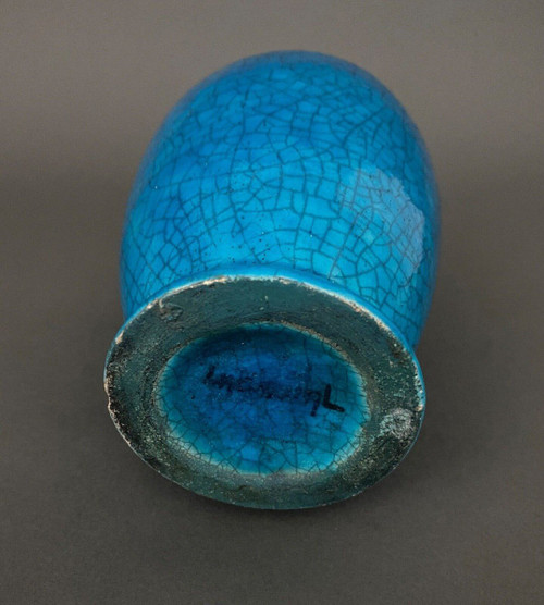 Vaso in ceramica incrinata di Lachenal 1930 forma ovoidale