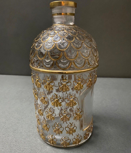 Flacon de parfum en verre modèle abeilles gravé Guerlain Paris