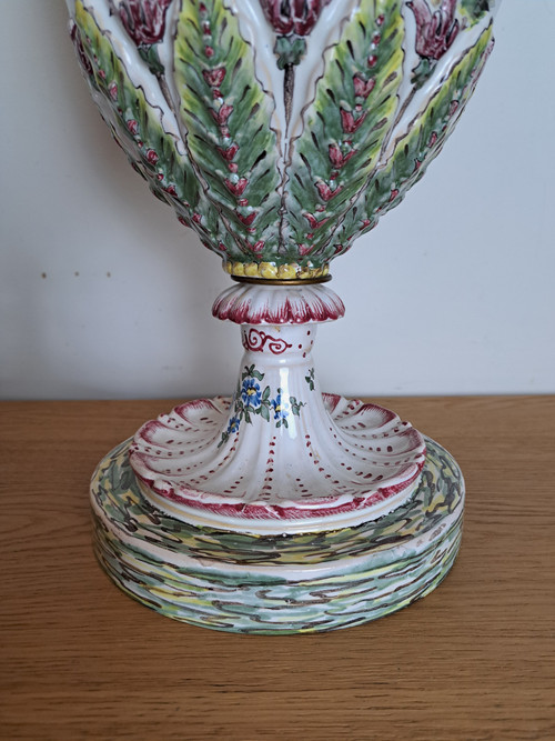 Pair of Large Vases, Veuve Perrin, Marseille, Earthenware, 19th Century.