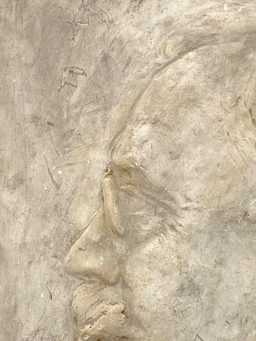 Gips-Flachrelief von Wladyslaw Gruberski, Profil eines Mannes, 1906