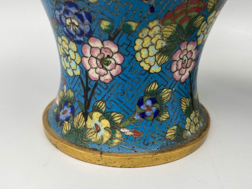 Pair of 19th century Chinese cloisonné vases with floral decoration