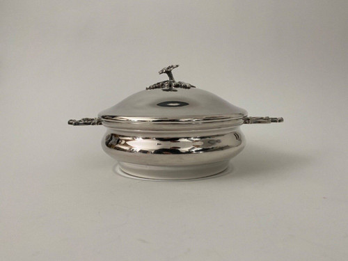 1900 silver-plated vegetable dish with artichoke handles Louis XV