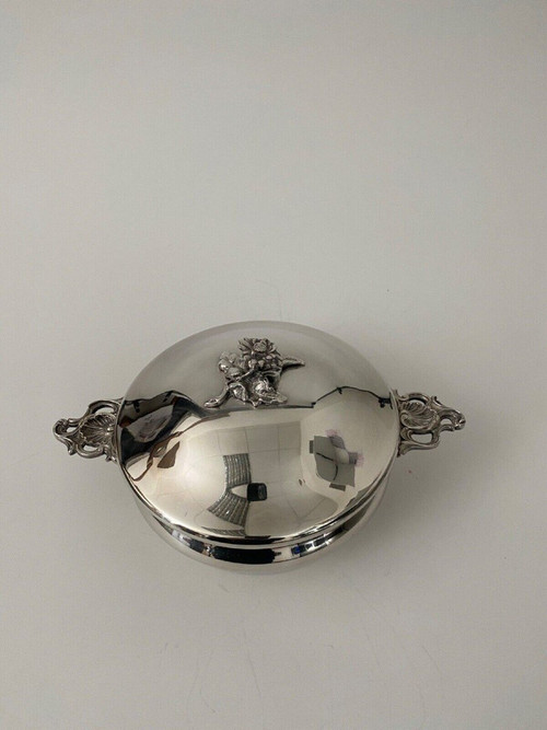 1900 silver-plated vegetable dish with artichoke handles Louis XV