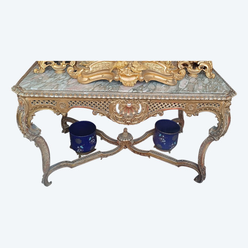 A boring late 19th century gilded wood center table