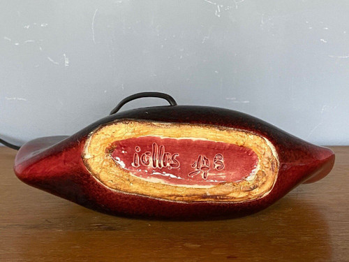 Lamp signed Max Idlas 17B ceramic oxblood