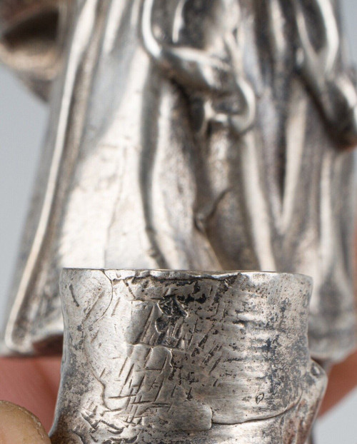 Silver subject young girl with pyrogenic basket soliflore 19th century Minerva