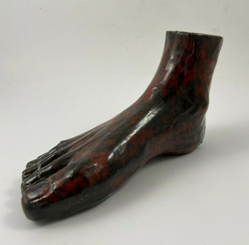 Glazed terracotta foot 1950 design sculpture curiosity cabinet