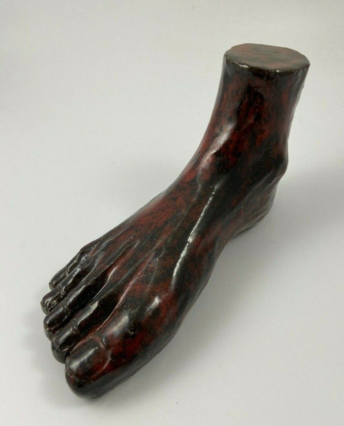 Glazed terracotta foot 1950 design sculpture curiosity cabinet