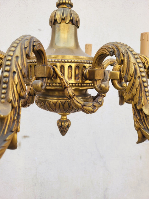 Louis XVI Style Bronze Chandelier, 20th Century