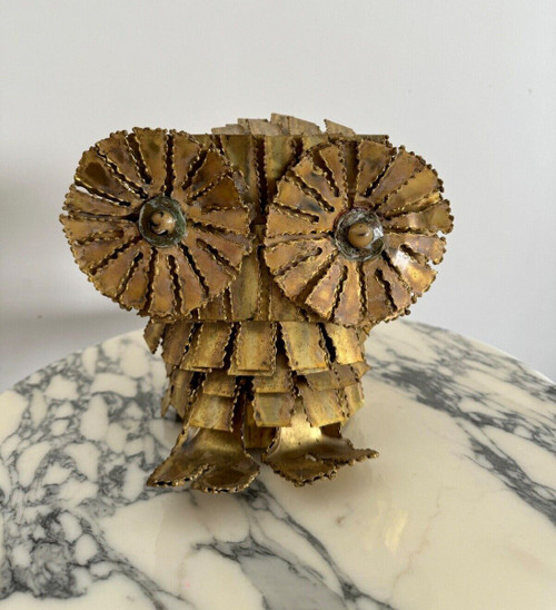 Owl or Brutalist Sculpture Cut Metal 1970