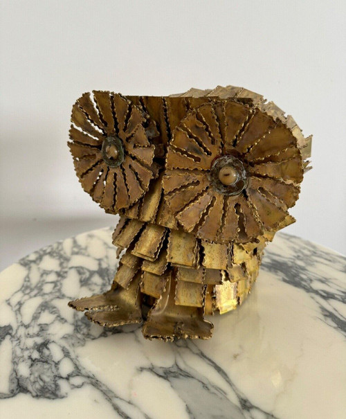 Owl or Brutalist Sculpture Cut Metal 1970