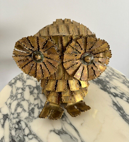 Owl or Brutalist Sculpture Cut Metal 1970