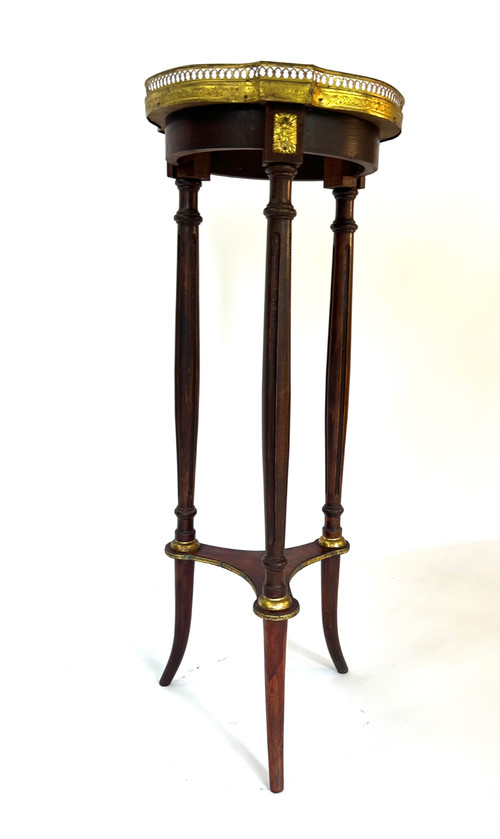 Louis XVI style high pedestal, mahogany, marble and brass. Napoleon period