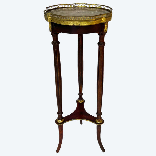 Louis XVI style high pedestal, mahogany, marble and brass. Napoleon period