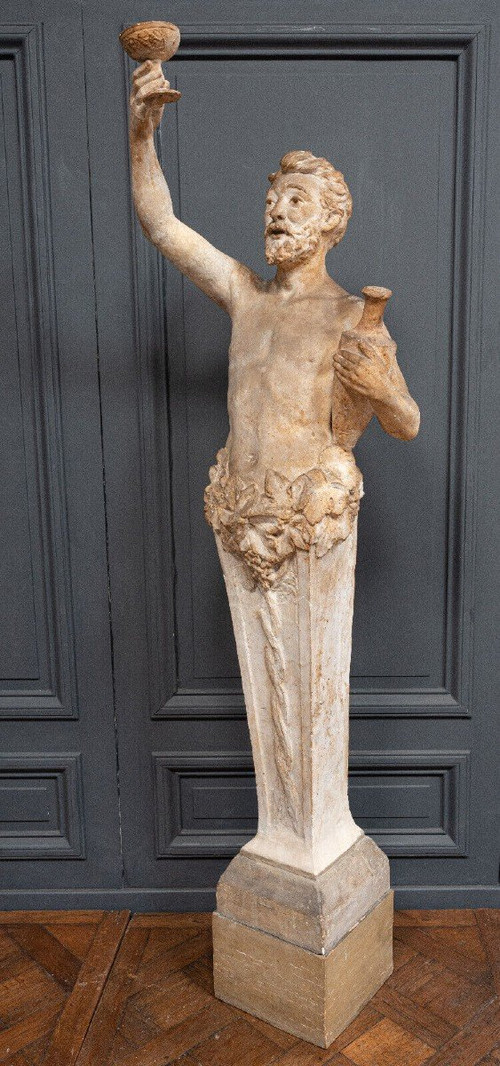 Statua antropomorfa in gesso Bacco di Filleul inizi del XX secolo 200 cm