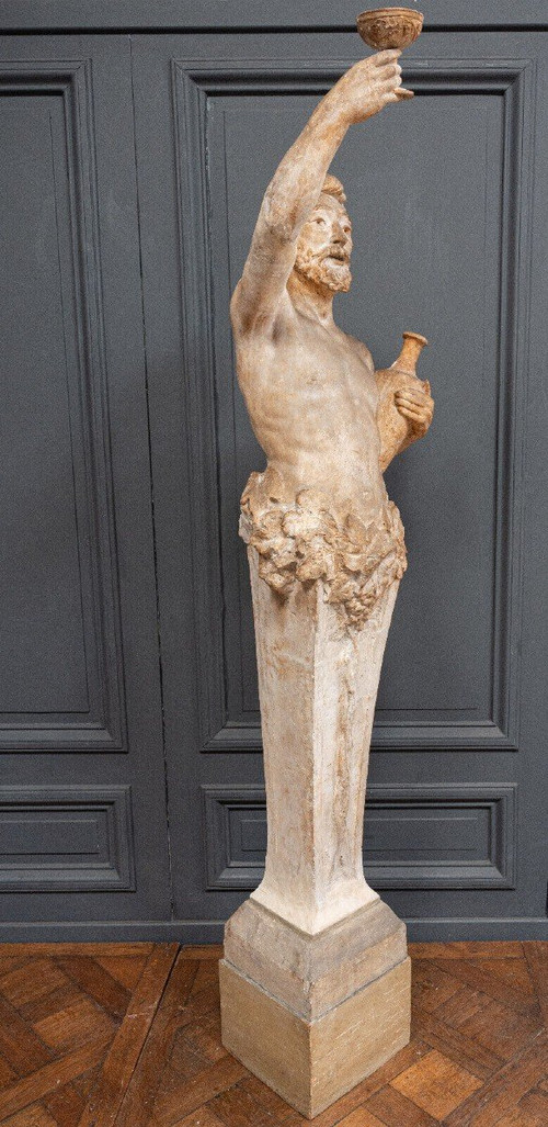 Statua antropomorfa in gesso Bacco di Filleul inizi del XX secolo 200 cm