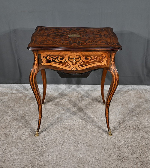 Rosewood and palisander workbench, Louis XV style, Napoleon III period - Mid-19th century