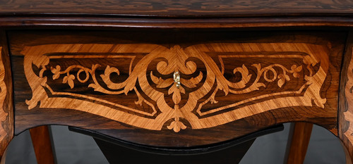 Rosewood and palisander workbench, Louis XV style, Napoleon III period - Mid-19th century