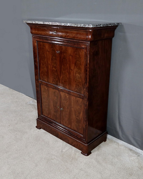 Small Mahogany Burl Secretary, Restoration period - Early 19th century